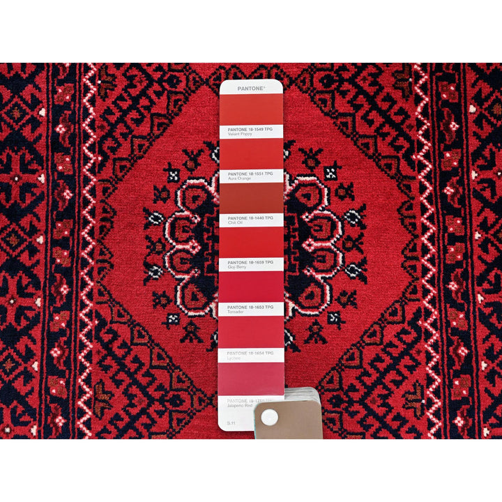 2'2" x 3'10" New Hand Knotted Red Wool Rectangle Oriental Rug - MOA102718