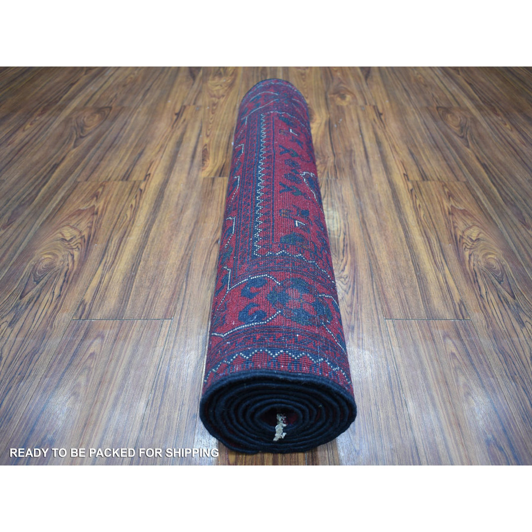 2'9" x 9'7" New Hand Knotted Red Wool Runner Oriental Rug - MOA10271904