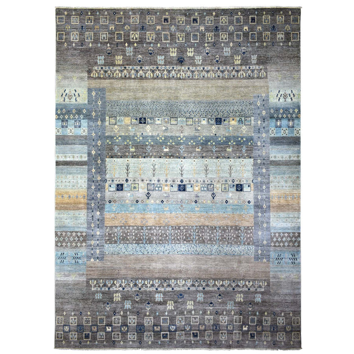 10'0" x 13'8" New Hand Knotted Grey Wool Rectangle Oriental Rug - MOA10271917