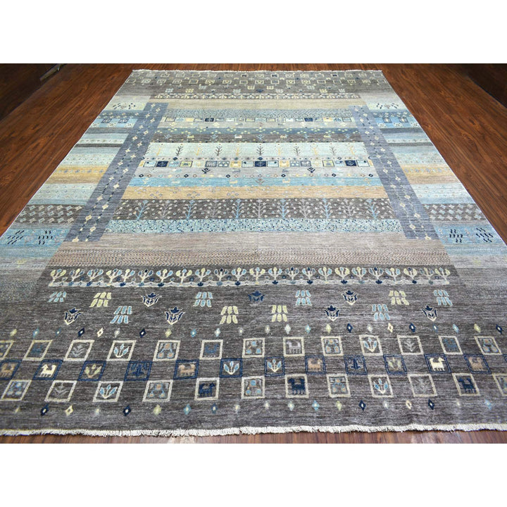 10'0" x 13'8" New Hand Knotted Grey Wool Rectangle Oriental Rug - MOA10271917