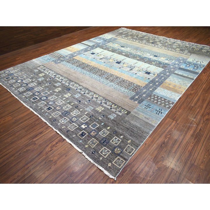 10'0" x 13'8" New Hand Knotted Grey Wool Rectangle Oriental Rug - MOA10271917