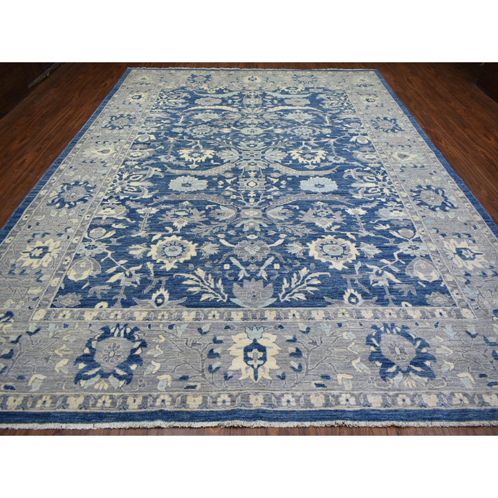 10'2" x 13'6" New Hand Knotted Blue Wool Rectangle Oriental Rug - MOA10271946