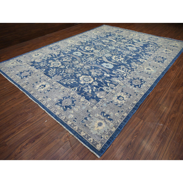 10'2" x 13'6" New Hand Knotted Blue Wool Rectangle Oriental Rug - MOA10271946