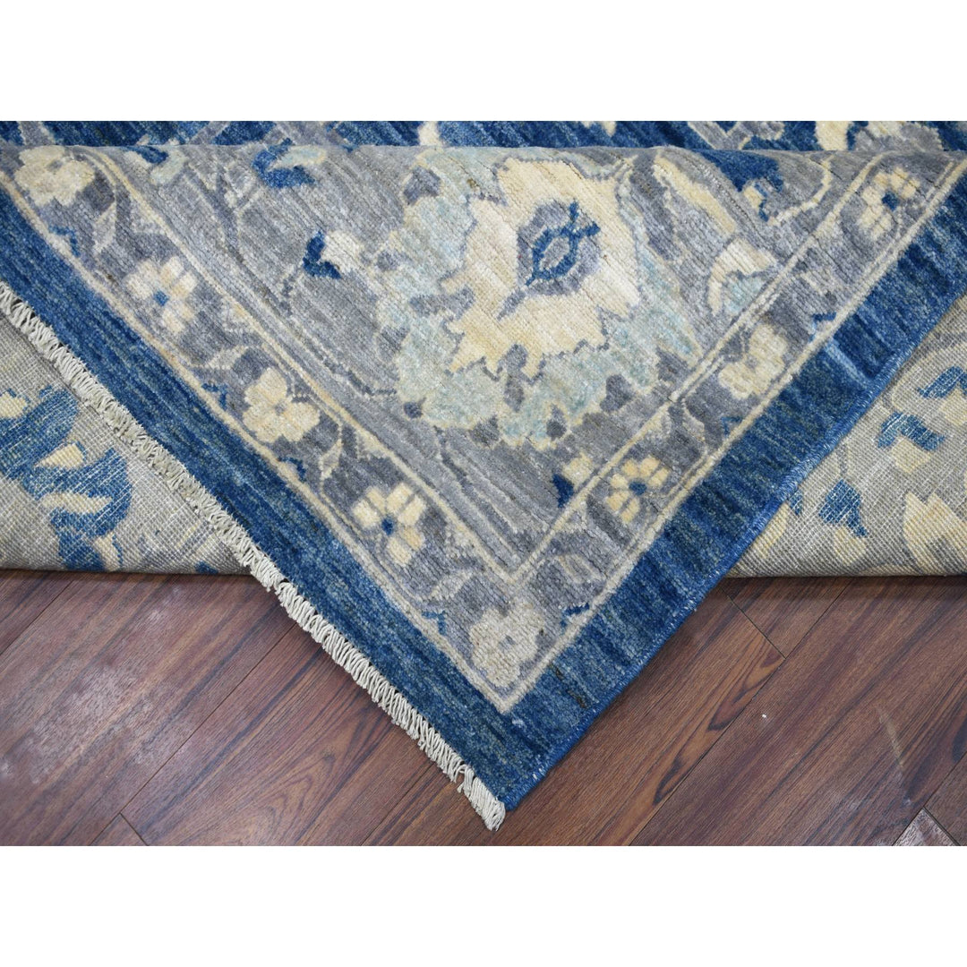 10'2" x 13'6" New Hand Knotted Blue Wool Rectangle Oriental Rug - MOA10271946