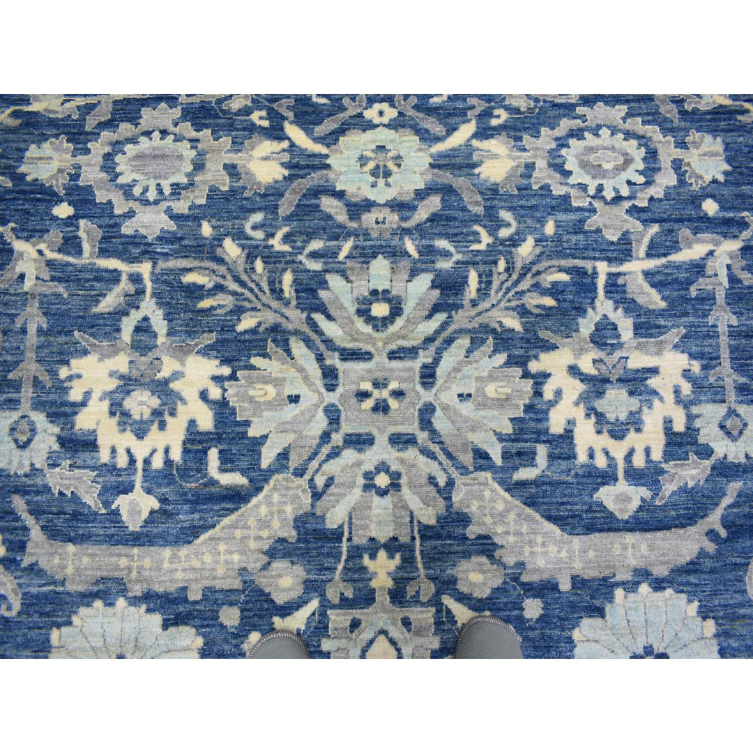 10'2" x 13'6" New Hand Knotted Blue Wool Rectangle Oriental Rug - MOA10271946