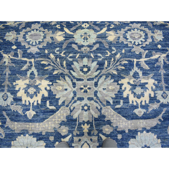 10'2" x 13'6" New Hand Knotted Blue Wool Rectangle Oriental Rug - MOA10271946