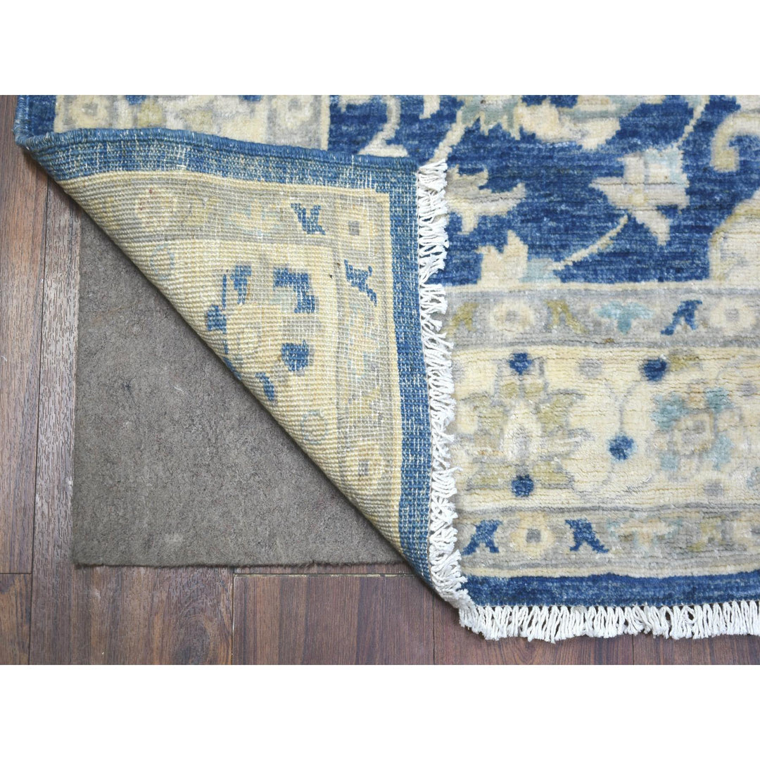 4'0" x 10'3" New Hand Knotted Blue Wool Runner Oriental Rug - MOA10271950