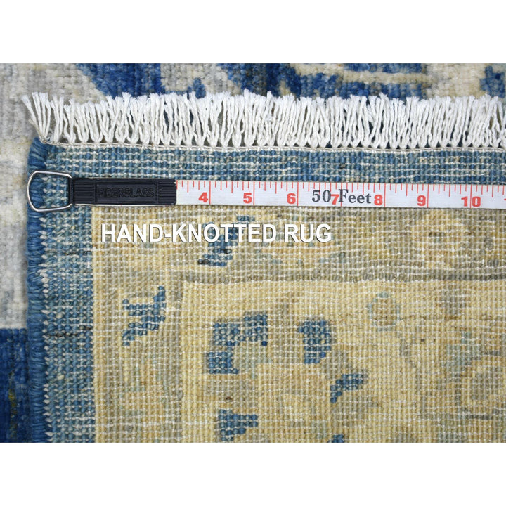 4'0" x 10'3" New Hand Knotted Blue Wool Runner Oriental Rug - MOA10271950