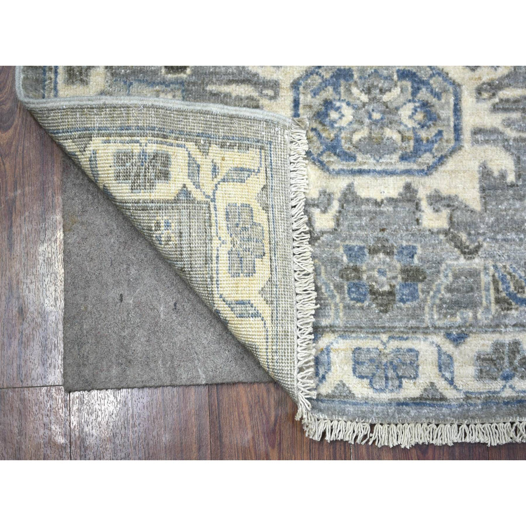 2'6" x 9'9" New Hand Knotted Grey Wool Runner Oriental Rug - MOA10271952