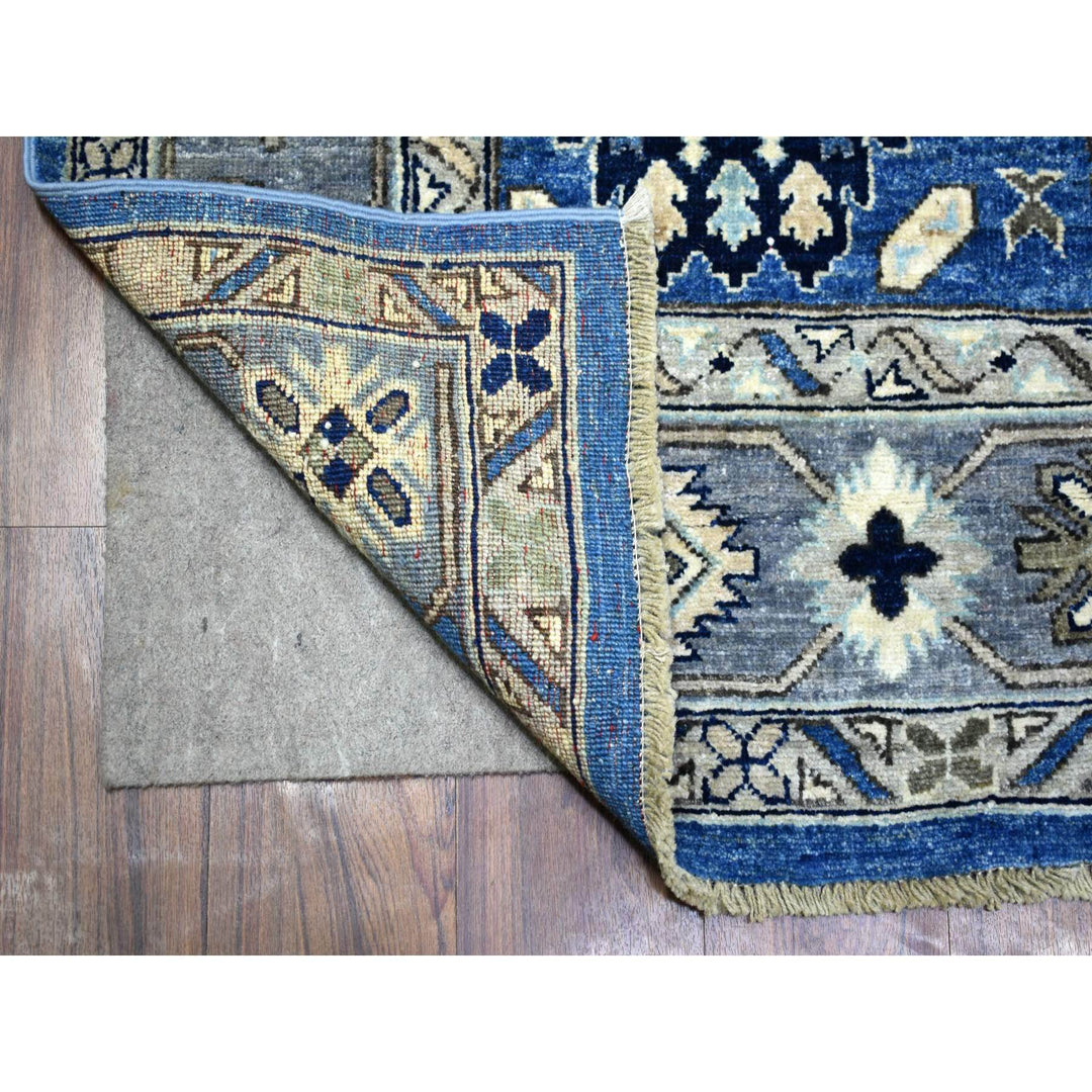 6'2" x 9'5" New Hand Knotted Blue Wool Rectangle Oriental Rug - MOA10271987