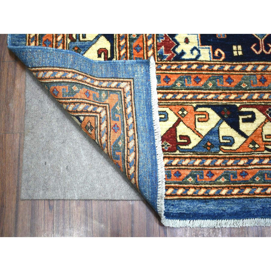 9'2" x 11'10" New Hand Knotted Blue Wool Rectangle Oriental Rug - MOA10271990