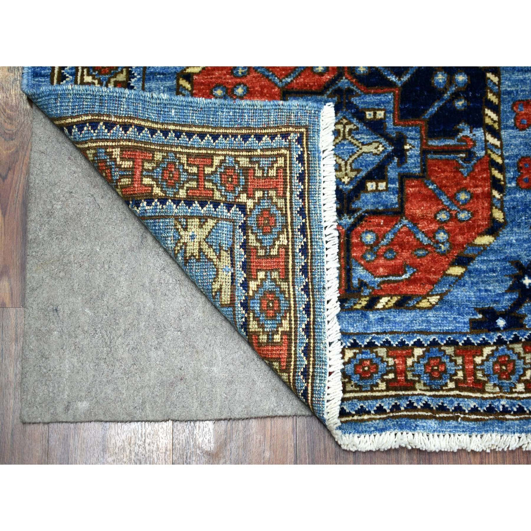 4'6" x 10'0" New Hand Knotted Blue Wool Runner Oriental Rug - MOA10271992