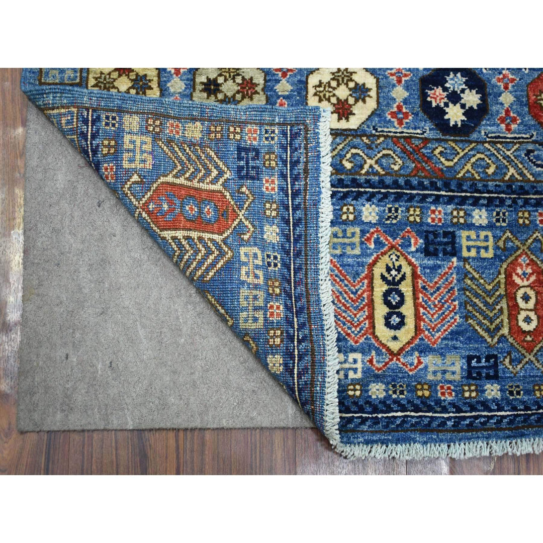 4'1" x 9'10" New Hand Knotted Blue Wool Runner Oriental Rug - MOA10271994