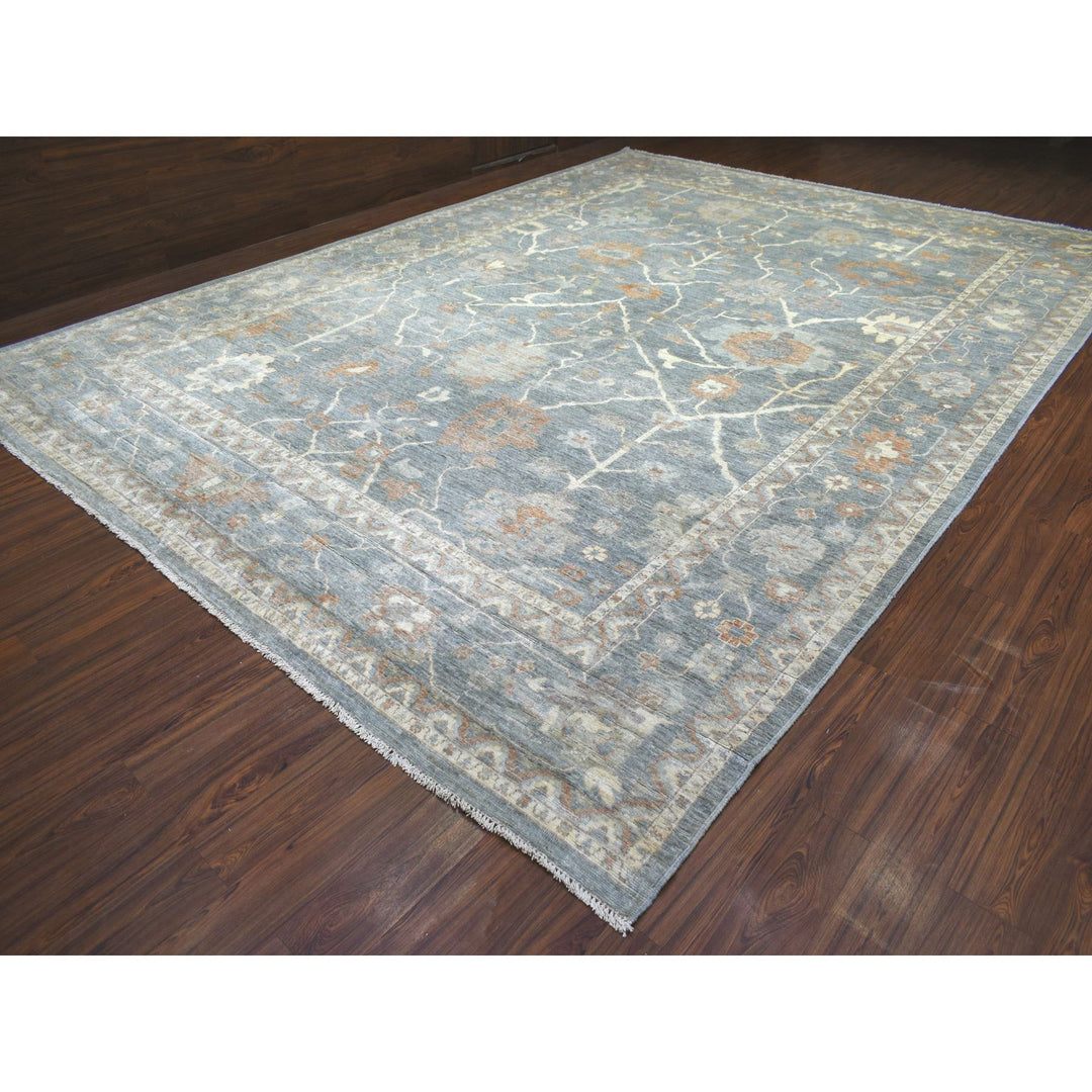 12'0" x 16'0" New Hand Knotted Grey Wool Rectangle Oriental Rug - MOA10272003