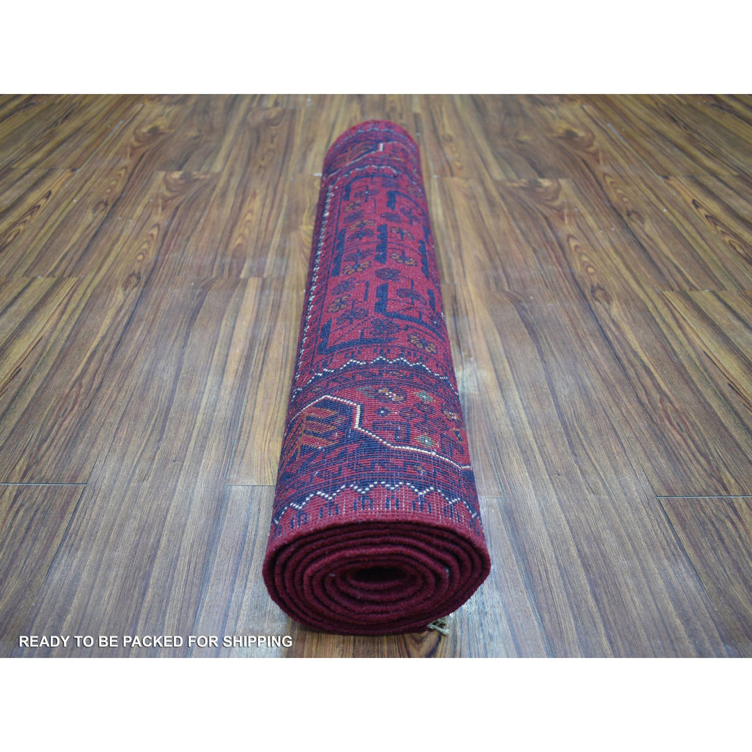 2'9" x 9'5" New Hand Knotted Red Wool Runner Oriental Rug - MOA10272013