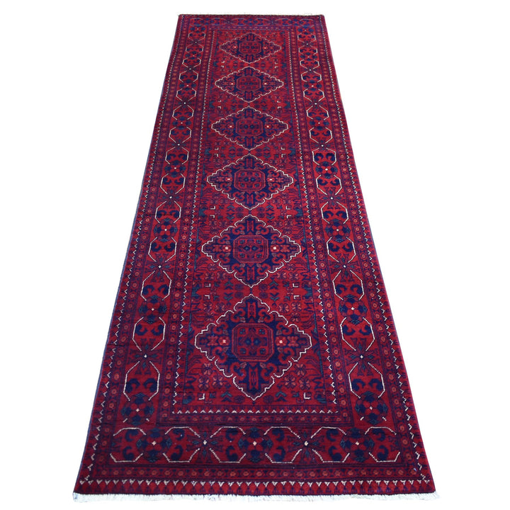 2'9" x 9'5" New Hand Knotted Red Wool Runner Oriental Rug - MOA10272015