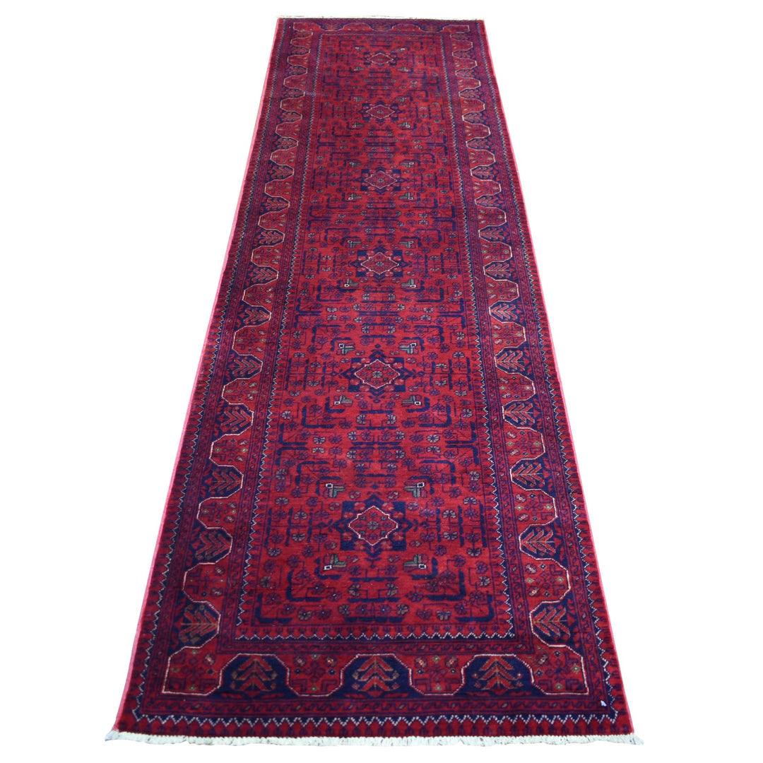 2'8" x 9'7" New Hand Knotted Red Wool Runner Oriental Rug - MOA10272027