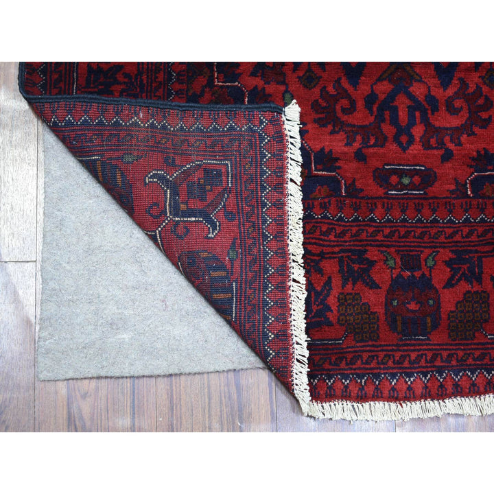 3'5" x 5'0" New Hand Knotted Red Wool Rectangle Oriental Rug - MOA10272034