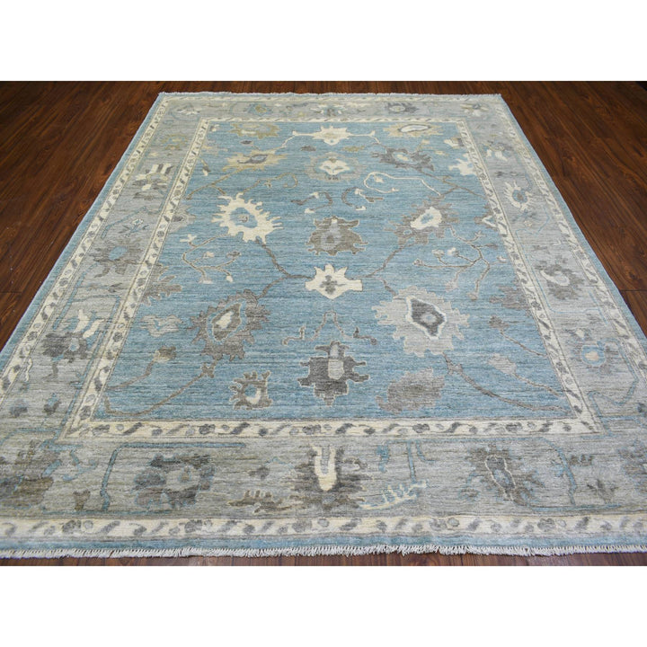 8'2" x 9'9" New Hand Knotted Blue Wool Rectangle Oriental Rug - MOA10272041