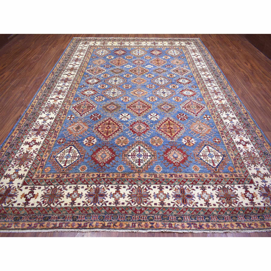 9'0" x 12'8" New Hand Knotted Blue Wool Rectangle Oriental Rug - MOA10272050