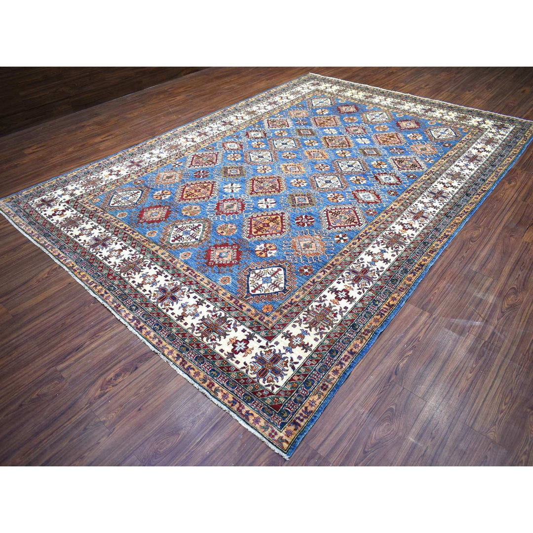 9'0" x 12'8" New Hand Knotted Blue Wool Rectangle Oriental Rug - MOA10272050