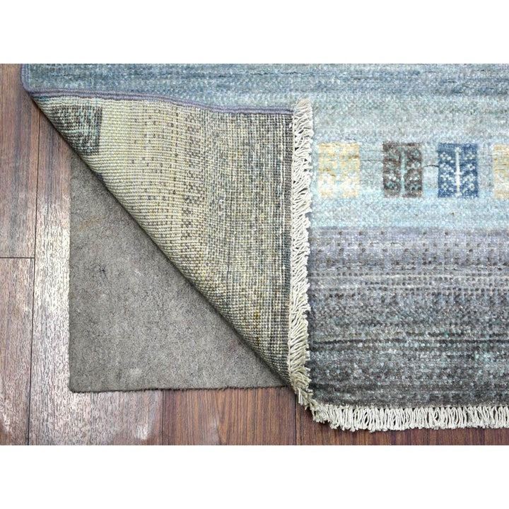 2'8" x 7'8" New Hand Knotted Grey Wool Runner Oriental Rug - MOA10272068