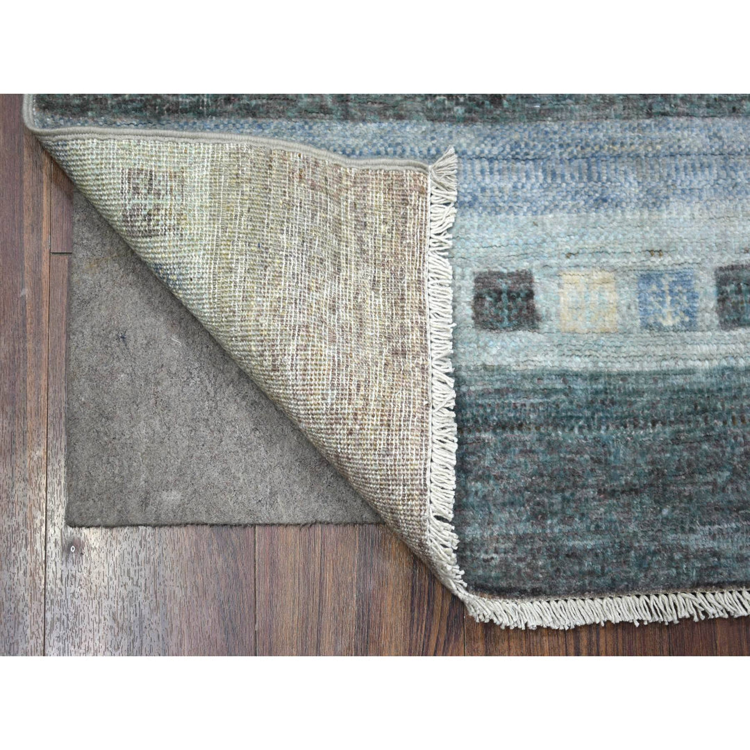 2'6" x 5'5" New Hand Knotted Grey Wool Runner Oriental Rug - MOA10272069