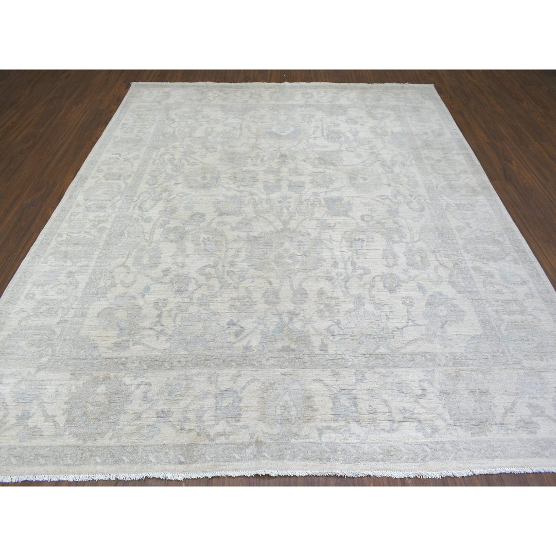 8'3" x 9'8" New Hand Knotted Ivory Wool Rectangle Oriental Rug - MOA10272084