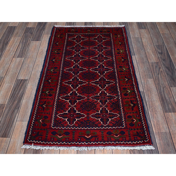 2'4" x 4'1" New Hand Knotted Red Wool Rectangle Oriental Rug - MOA102720