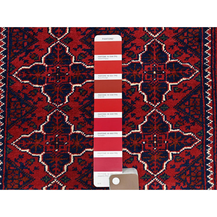 2'4" x 4'1" New Hand Knotted Red Wool Rectangle Oriental Rug - MOA102720