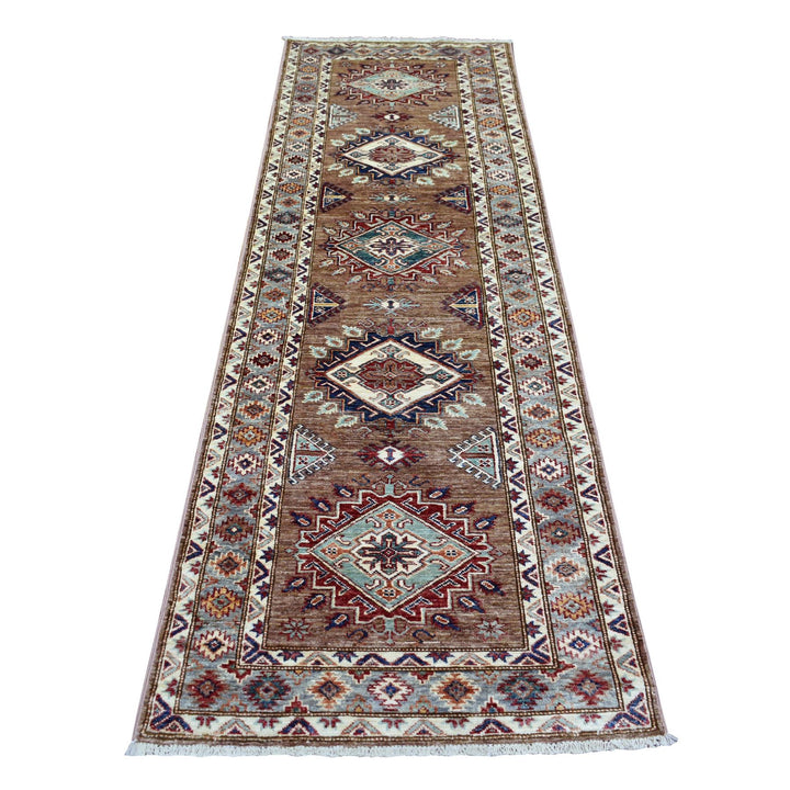 2'8" x 8'6" New Hand Knotted Brown Wool Runner Oriental Rug - MOA10272124