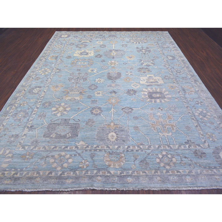 9'3" x 12'0" New Hand Knotted Blue Wool Rectangle Oriental Rug - MOA10272140