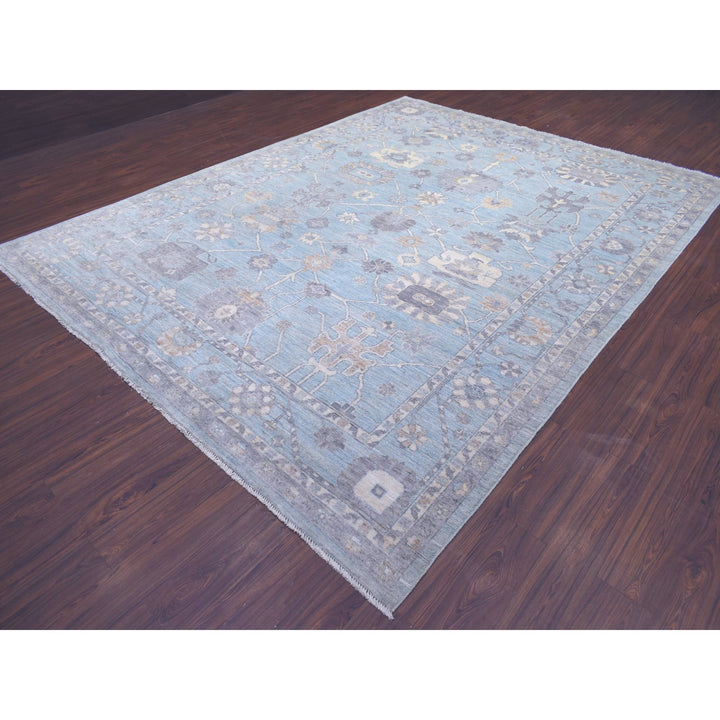 9'3" x 12'0" New Hand Knotted Blue Wool Rectangle Oriental Rug - MOA10272140