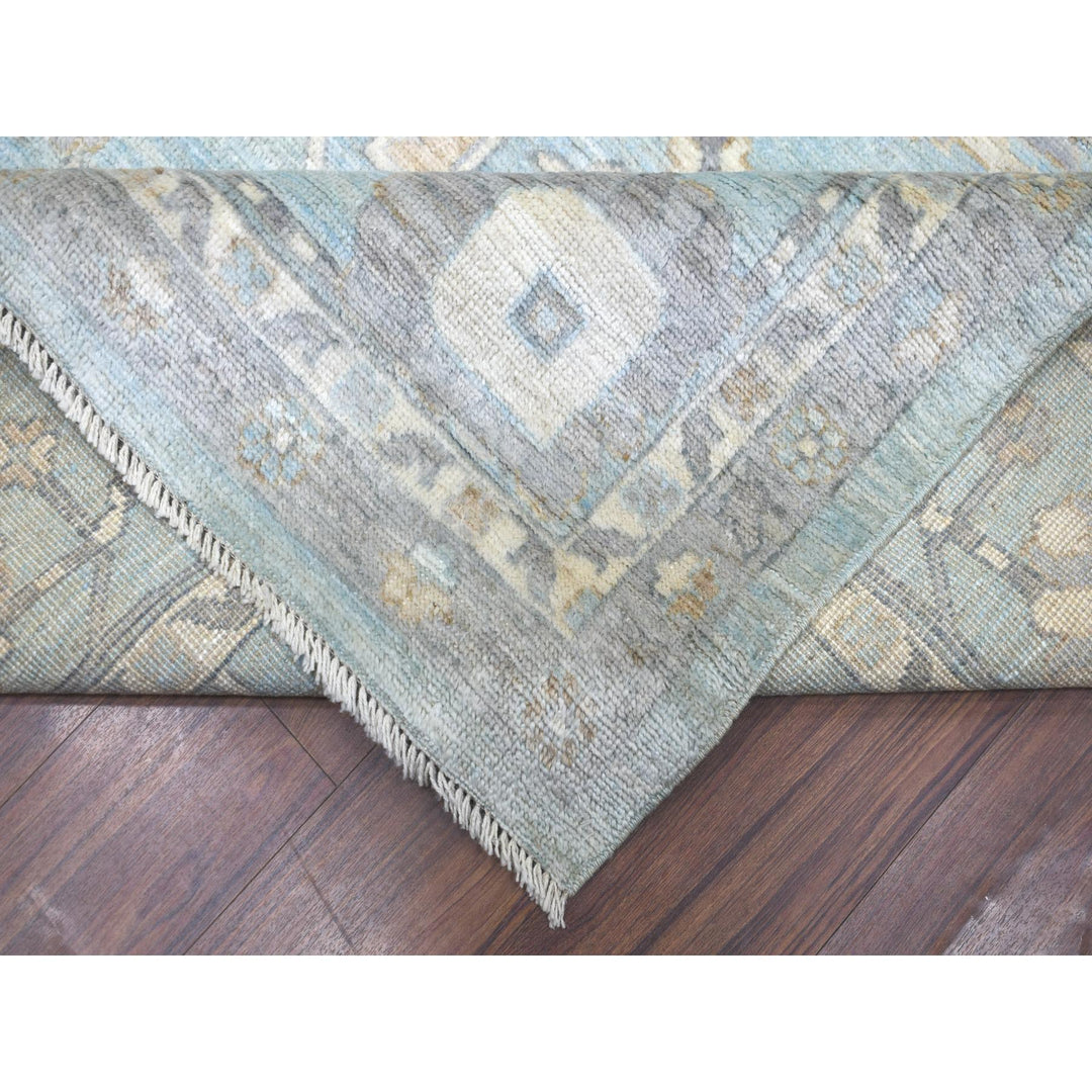 9'3" x 12'0" New Hand Knotted Blue Wool Rectangle Oriental Rug - MOA10272140