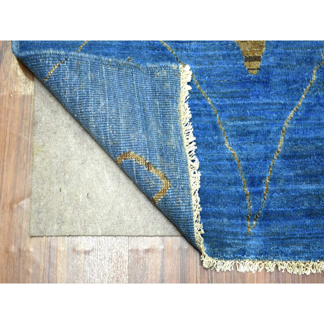 8'4" x 9'4" New Hand Knotted Blue Wool Rectangle Oriental Rug - MOA10272160