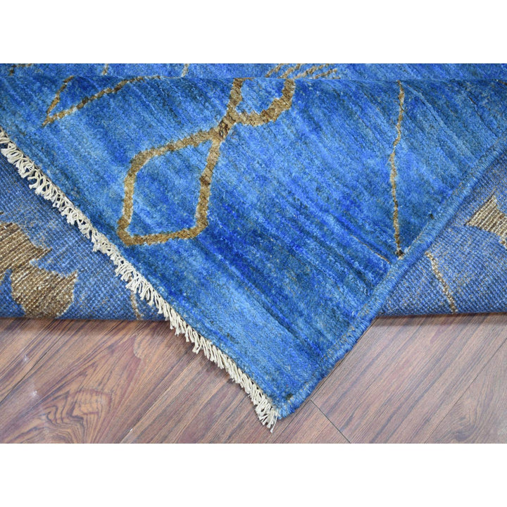 8'4" x 9'4" New Hand Knotted Blue Wool Rectangle Oriental Rug - MOA10272160