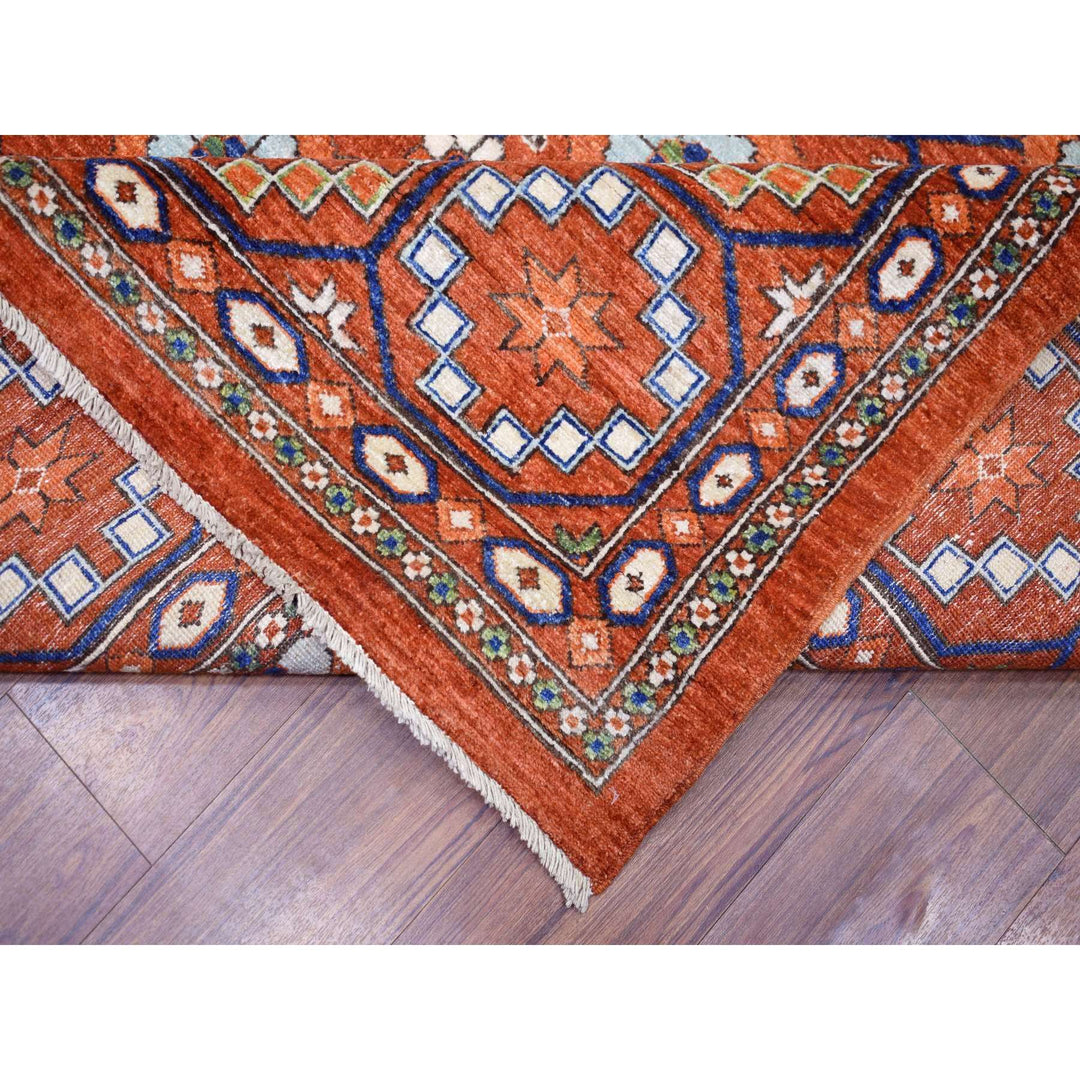 9'9" x 13'6" New Hand Knotted Orange Wool Rectangle Oriental Rug - MOA10272171