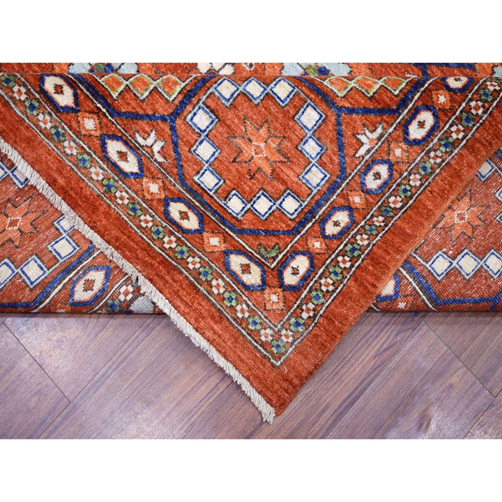 9'9" x 13'6" New Hand Knotted Orange Wool Rectangle Oriental Rug - MOA10272171