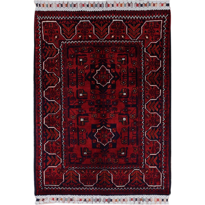 2'2" x 2'11" New Hand Knotted Red Wool Rectangle Oriental Rug - MOA102721