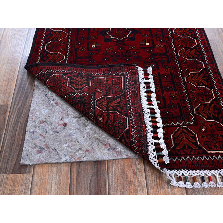 2'2" x 2'11" New Hand Knotted Red Wool Rectangle Oriental Rug - MOA102721
