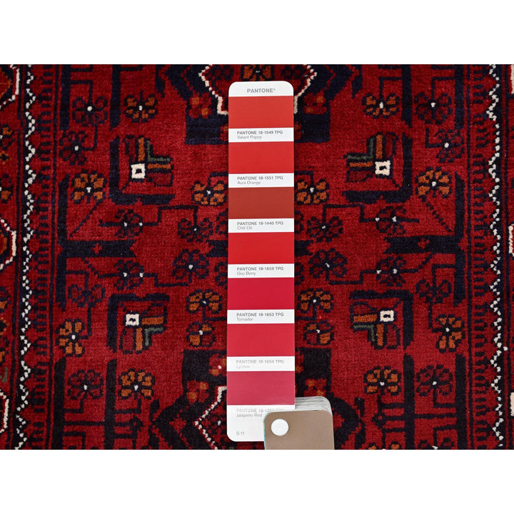 2'2" x 2'11" New Hand Knotted Red Wool Rectangle Oriental Rug - MOA102721