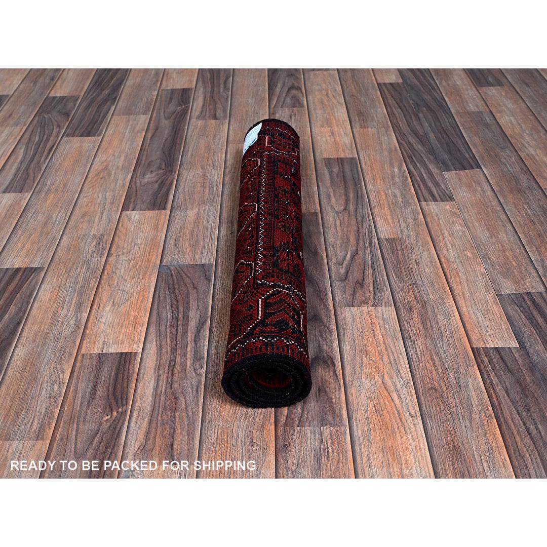 2'2" x 2'11" New Hand Knotted Red Wool Rectangle Oriental Rug - MOA102721