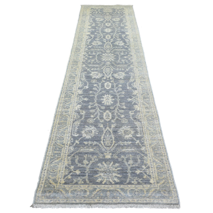 2'9" x 11'5" New Hand Knotted Grey Wool Runner Oriental Rug - MOA10272202