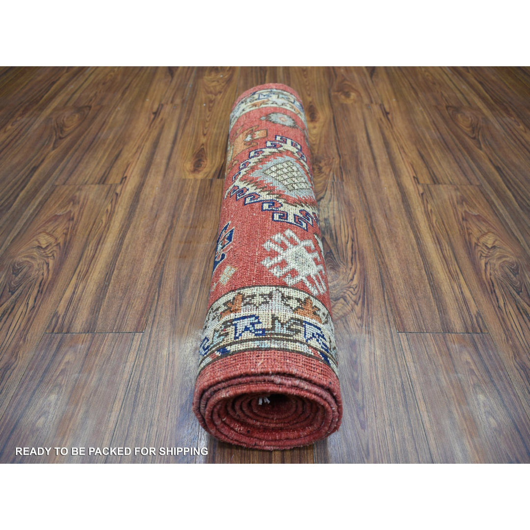 2'8" x 9'8" New Hand Knotted Red Wool Runner Oriental Rug - MOA10272259