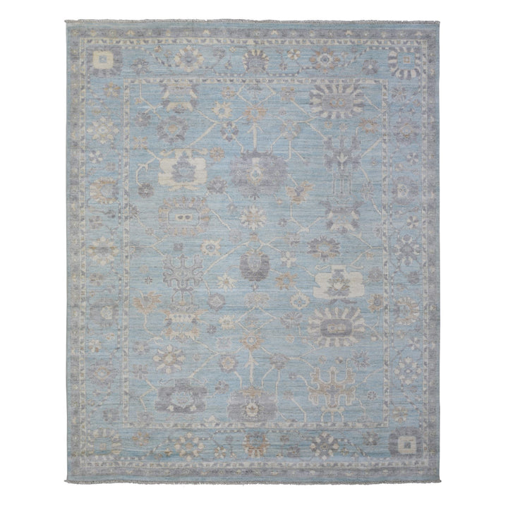 8'0" x 9'8" New Hand Knotted Blue Wool Rectangle Oriental Rug - MOA10272286