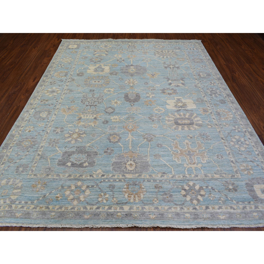 8'0" x 9'8" New Hand Knotted Blue Wool Rectangle Oriental Rug - MOA10272286