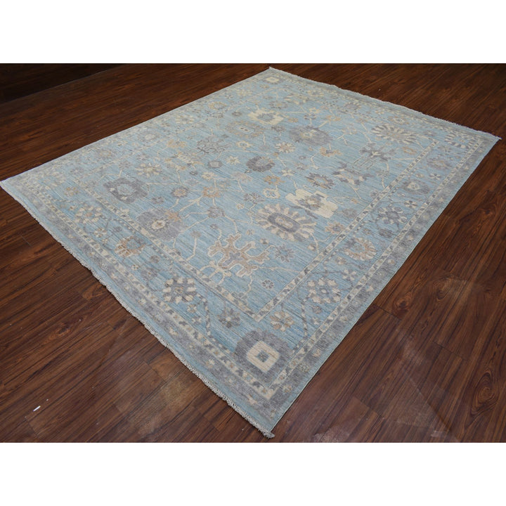 8'0" x 9'8" New Hand Knotted Blue Wool Rectangle Oriental Rug - MOA10272286