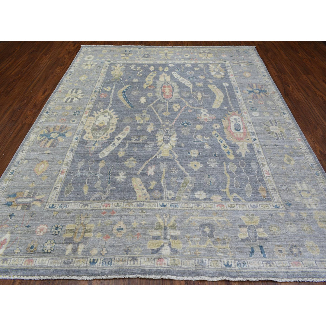 8'2" x 9'10" New Hand Knotted Grey Wool Rectangle Oriental Rug - MOA10272292