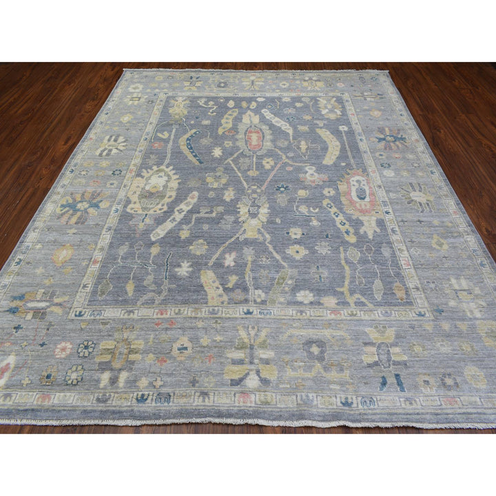 8'2" x 9'10" New Hand Knotted Grey Wool Rectangle Oriental Rug - MOA10272292