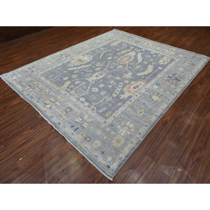 8'2" x 9'10" New Hand Knotted Grey Wool Rectangle Oriental Rug - MOA10272292